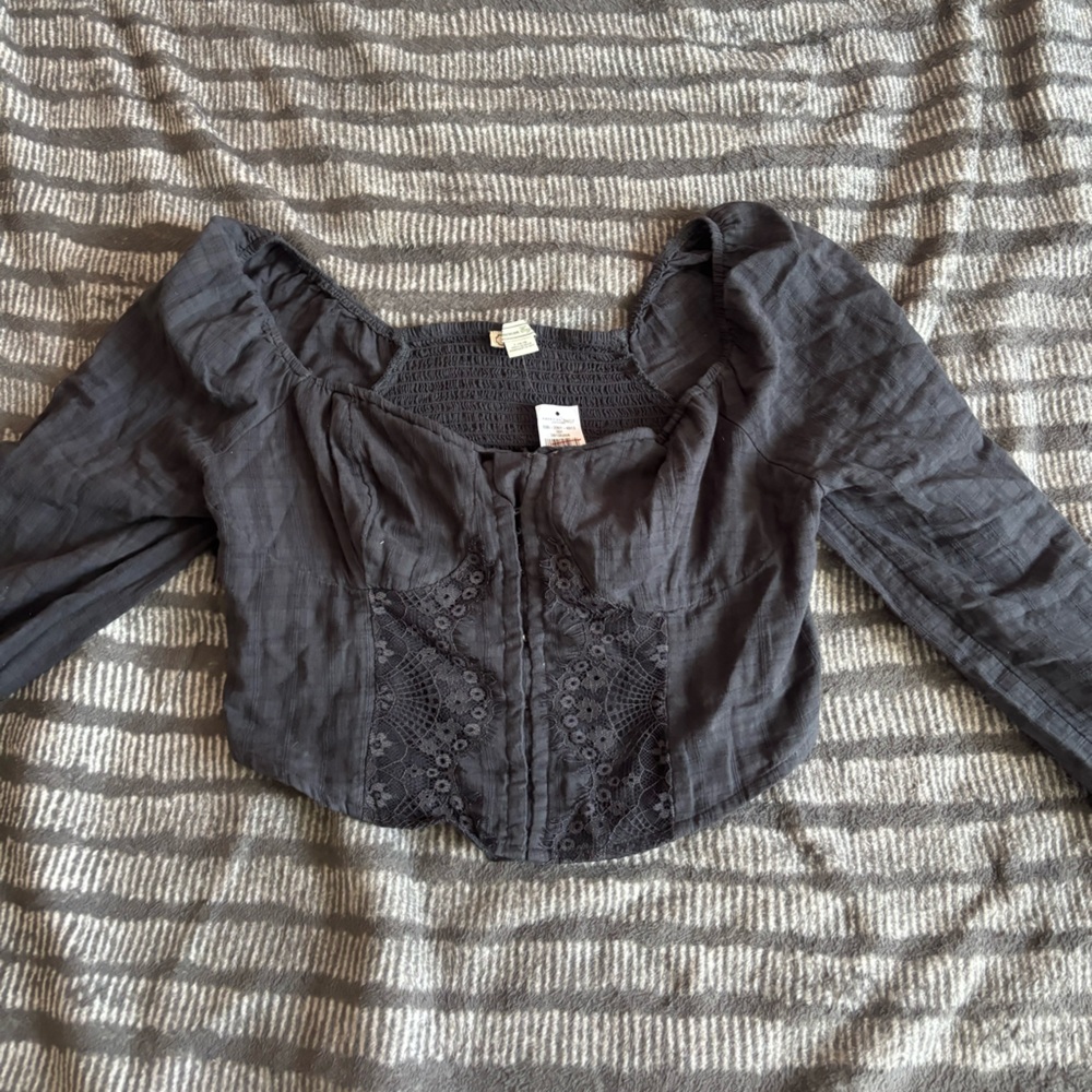 American Eagle Outfitters Charcoal Long Sleeve Top